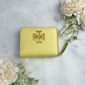 SOLD- Tory Burch Pastel Yellow Britten Mini Zip Wallet